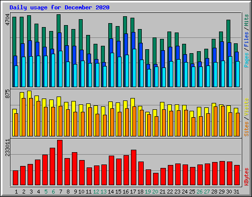 Daily usage for December 2020