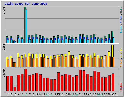 Daily usage for June 2021