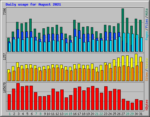 Daily usage for August 2021