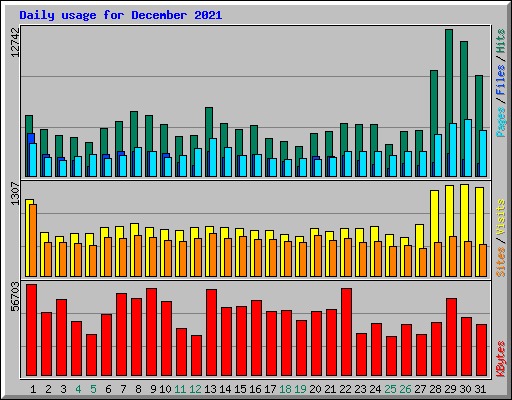 Daily usage for December 2021