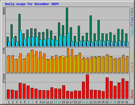 Daily usage for December 2025