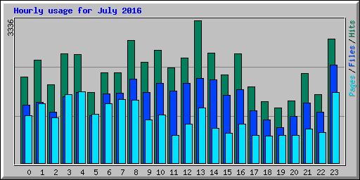 Hourly usage for July 2016